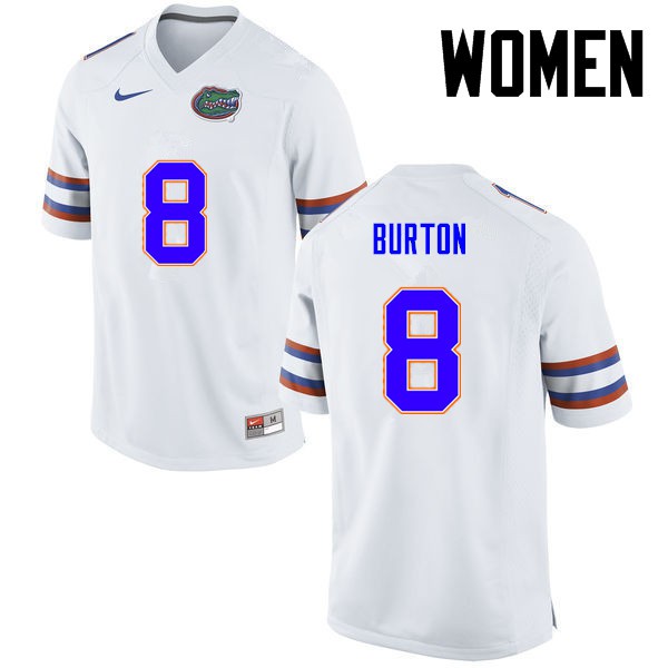 Florida Gators Women #8 Trey Burton College Football Jersey White